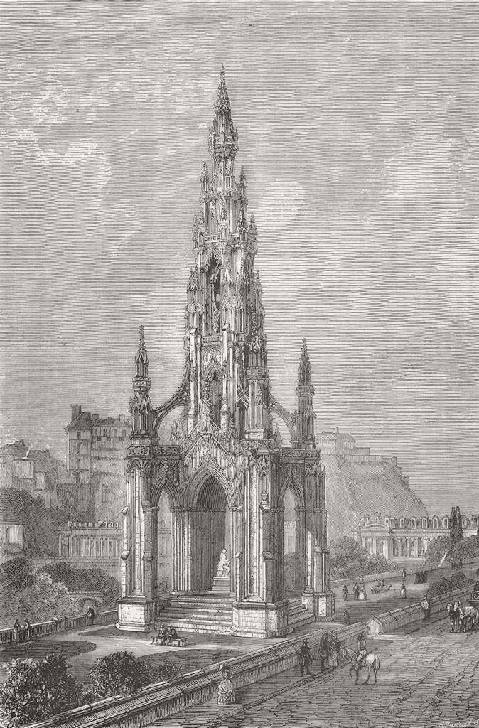 SCOTLAND. Scott Monument, Edinburgh 1871 old antique vintage print picture